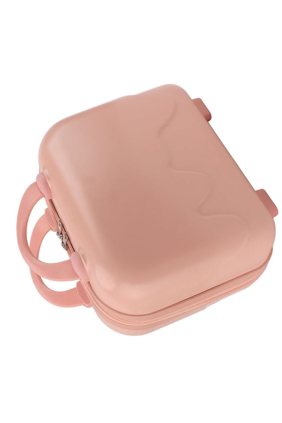 14-Inch Small Travel Hand Luggage Hard Shell Mini Carry-On Suitcase for Cosmetics and Makeup Organizer with Anti-Slip Standing Feet, Pink Color (14 in / 35.5 cm)
