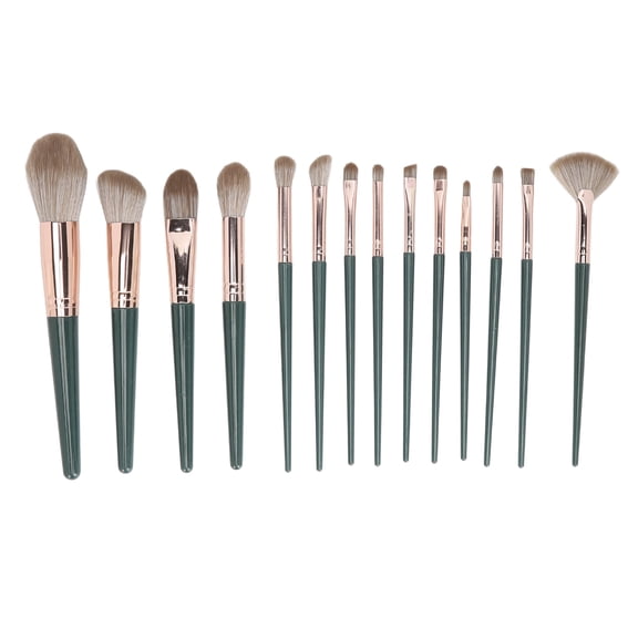 BOKYAN 14 Pieces Professional Makeup Brushes Set Foundation Powder Concealer Blush Eyeshadow Applicators with Green Storage Bag Beauty Tools (8.66 inches / 22 cm)
