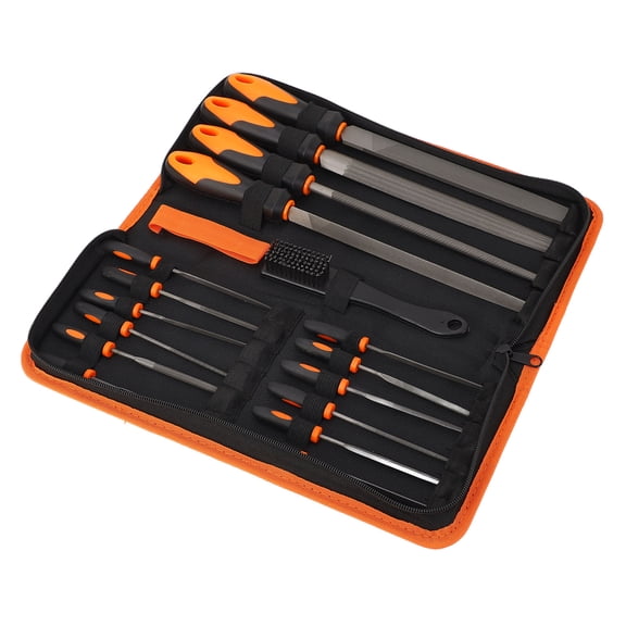 BOKYAN 18-Piece T12 Steel Metal File Set with Storage Case, Professional Hand Tools for Woodworking, Metal, DIY Projects, Includes Flat, Triangular, Half Round, Needle Files and Brush