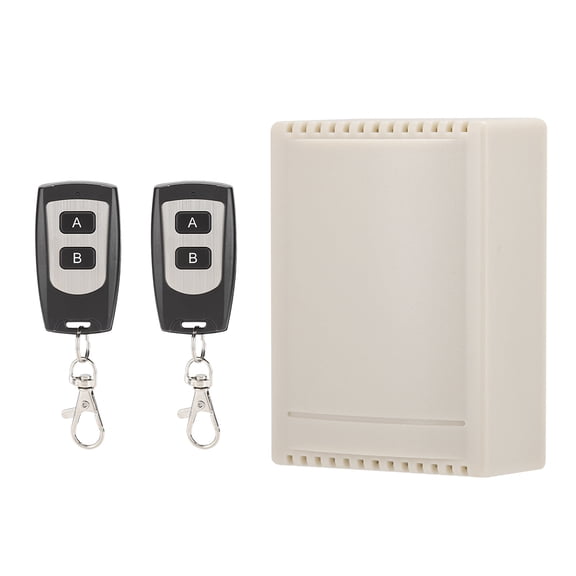 BOKYAN 2 Channel Remote Control Switch Receiver Kit, Waterproof AC 85-250V Wide Voltage Wireless Relay Module with 2 Transmitters, ABS Shell, Built-in CR2032 Battery Included (4.72 in / 12 cm)