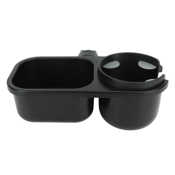 BOKYAN 2In1 Stroller Snack Holder & Cup Catcher  Universal, 360 Rotating, Secure Silicone Clips, Dual Storage for Drinks & Snacks, Black