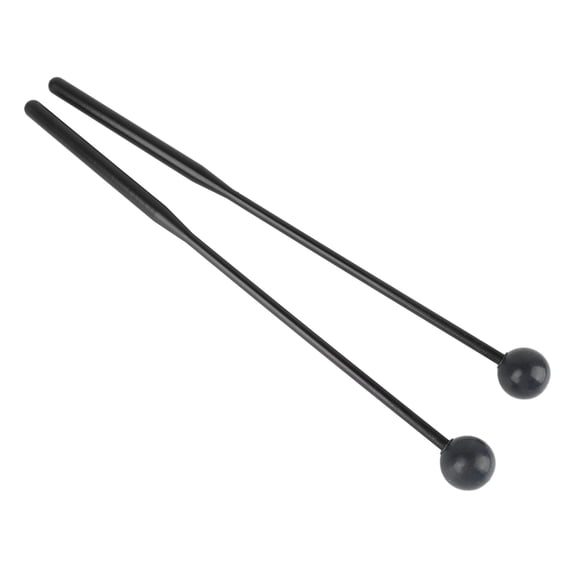 BOKYAN 2 PCS Percussion Drum Mallets for Xylophone Glockenspiel Marimba Bell Chime - Professional All Black Rubber Head & ABS Handle (12.60 inches / 32 cm)