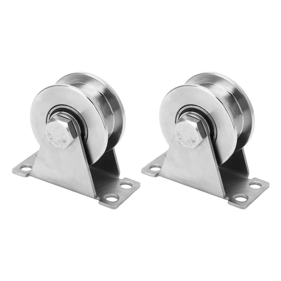 BOKYAN 2 Pcs Wheel Pulley 100KG (220 lbs) Bearing Quiet Smoothly Stainless Steel Single Pulley Block for Wall Ceiling Sun Shade Sail Material Handling Hardware