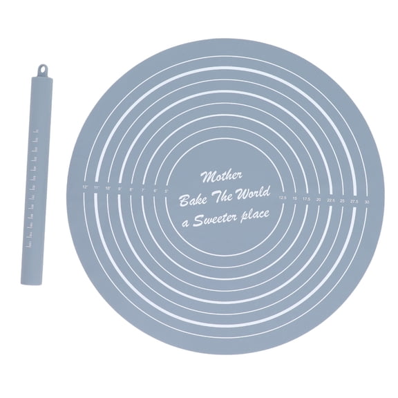 BOKYAN 2‑Piece Silicone Dough Roller & Non‑Stick Flour Mat Set – Measurement Scale, Eco‑Friendly, Ideal for Baking & Cooking