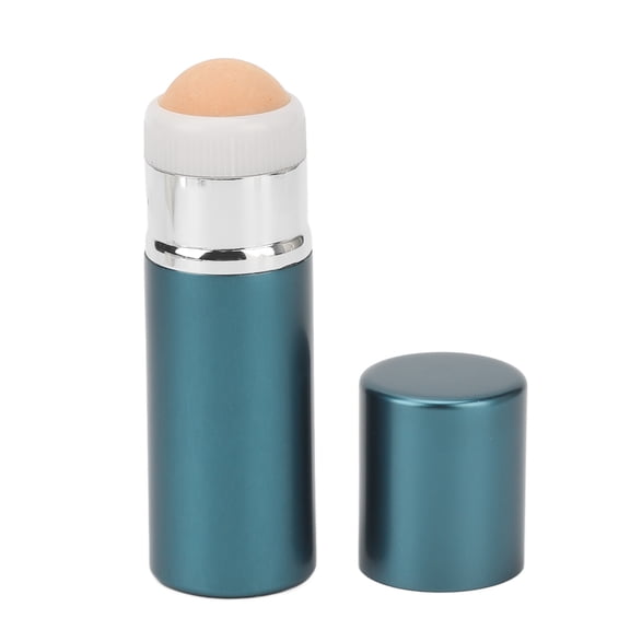 BOKYAN 2-in-1 Face Oil Absorbing Volcanic Roller with Retractable Foundation Brush, Blue - Reusable Facial Skincare Tool for T-Zone Oil Control (3.54 inches / 9 cm)
