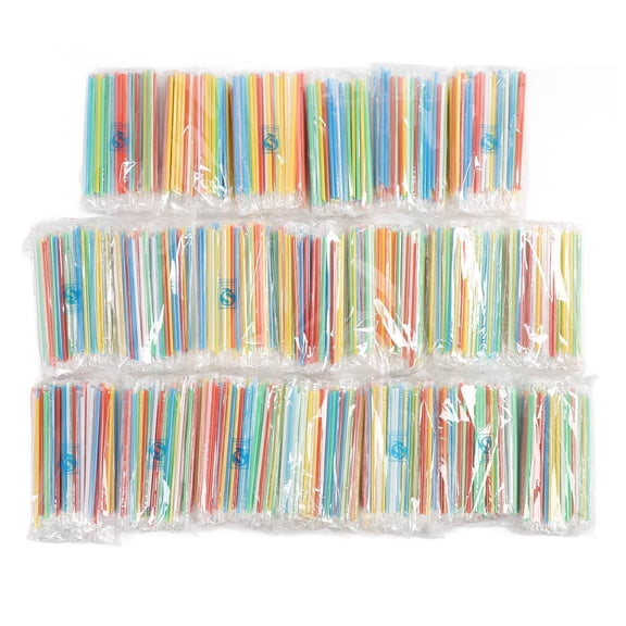 BOKYAN 2000-Pack Disposable Plastic Straws – 21 cm Straight, 0.6 cm Thin, Colorful & Transparent, Ideal for Milk Tea, Juice & Party Use