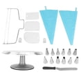 thumbnail image 1 of BOKYAN 22Pcs 12.2 Inch / 31 cm Aluminum Alloy Cake Turntable Cake Decorating Kit Supplies Baking Set with Rotating Stand Icing Spatula Scrapers Decorating Bags Stainless Steel Decorative Heads, 1 of 6