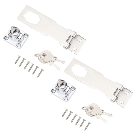 BOKYAN 2PCS Keyed Hasp Locks 2.5 inches / 6.4 cm 201 Stainless Steel Zinc Alloy Twist Knob Catch Latch Safety Lock for Cabinets Doors Drawers Silver Anti-Theft Hardware