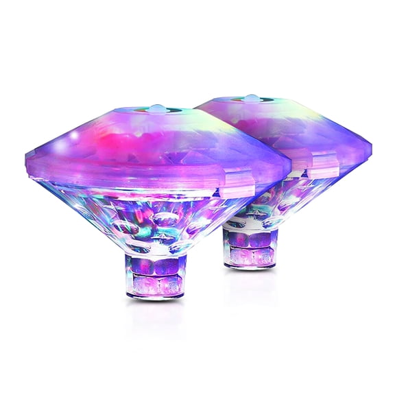 BOKYAN 2PCS LED Diamond Waterproof Underwater Light Color Changing Bathtub Swimming Pool Light Fish Tank Fountain Colorful Underwater Lamp For Outdoor Tub Decor 11 Inches / 28 cm