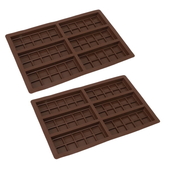 BOKYAN 2PCS Silicone Chocolate Bar Mold, Reusable Rectangle Grid Candy Baking Mould for DIY Home Kitchen Outdoor Use, 6 Cavity Non-Stick Food-Grade Cake Dessert Molds, 10.2 x 7.5 Inches