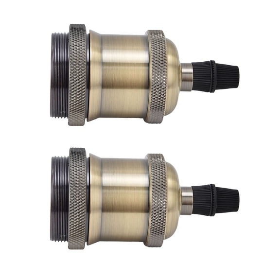 BOKYAN 2PCS Vintage Lamp Socket Retro Aluminum Lamp Holder DIY Accessories for E26 E27 Vintage Bulbs Decor Industrial Style Replacement Holder (Green Bronze, 3.5x2x2 inches / 9x5x5 cm)