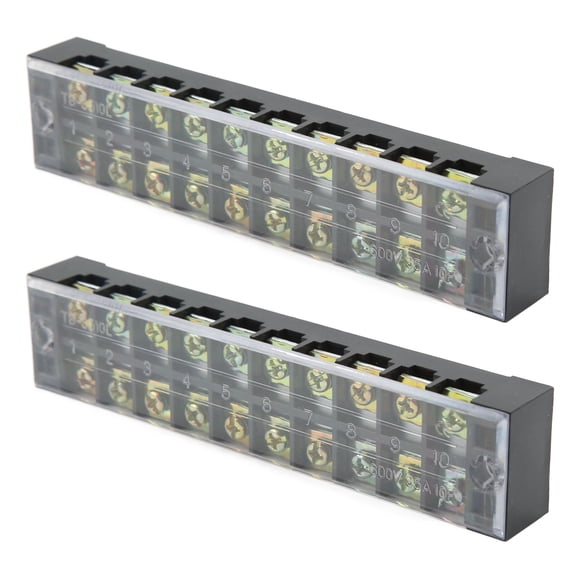 BOKYAN 2Pcs Terminal Strip 600V 35A Dual Row 10 Position Wire Barrier Block (3510)