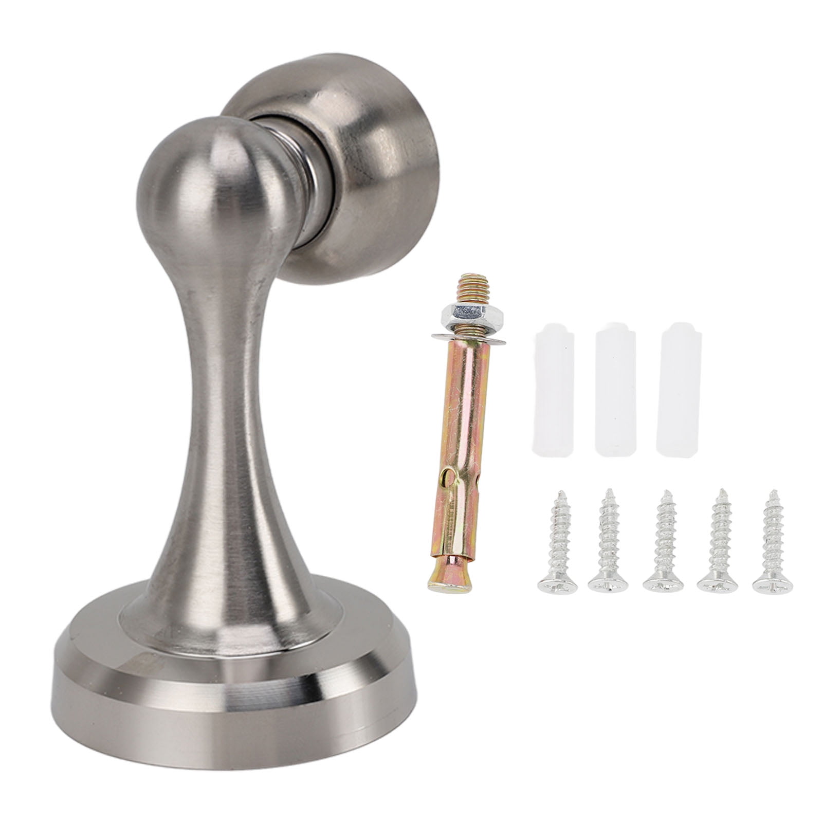 BOKYAN 2pcs Magnetic Door Stopper Heavy Duty 304 Stainless Steel Door Stop Strong Catch Low Noise Door Holder for Bedroom Office Hotel Silver 3.3x2.1x1.4 in