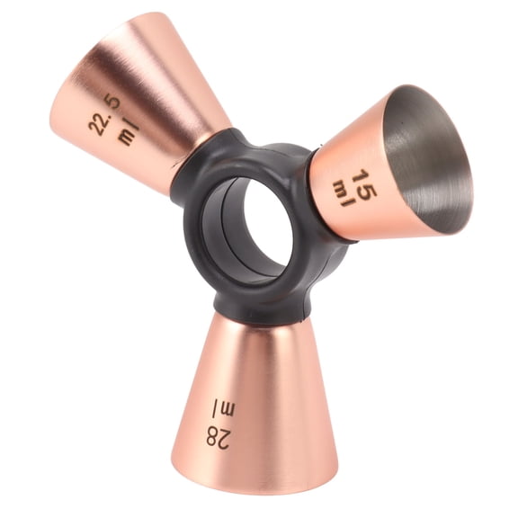 BOKYAN 3 End Bar Measuring Cup 304 Stainless Steel Ergonomic Wine Measuring Device for Wine Mixing Tools, Copper Plated Finish Cocktail Jigger (4.33 inches / 11 cm)