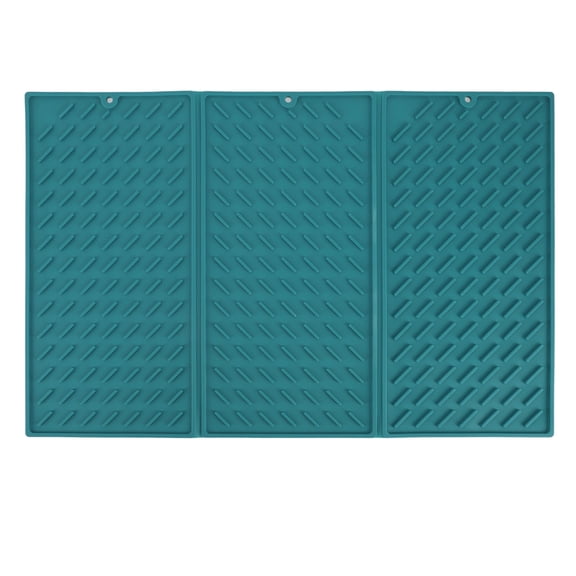 BOKYAN 3‑Fold Silicone Drying Mat – Fast‑Dry, Waterproof, Reusable Kitchen & Bathroom Counter Pad, Green