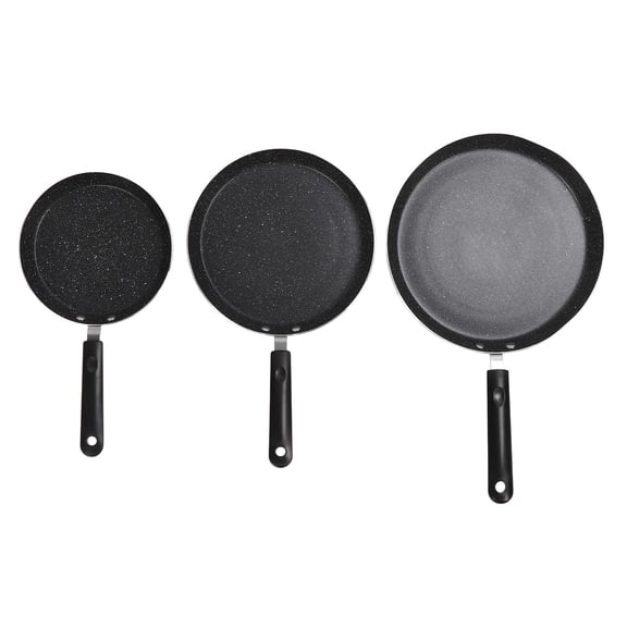 BOKYAN 3Piece Portable Aluminum Frying Pan Set 6, 8, 10 AntiStick, MultiUse, Lightweight, Ideal for Eggs, Pizza & Lasagna
