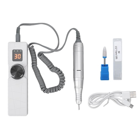 BOKYAN 30,000RPM Portable Nail Drill Pen with LCD Speed Display, Rechargeable USB Battery, Ergonomic Locking Handle Ideal for Manicure & Pedicure