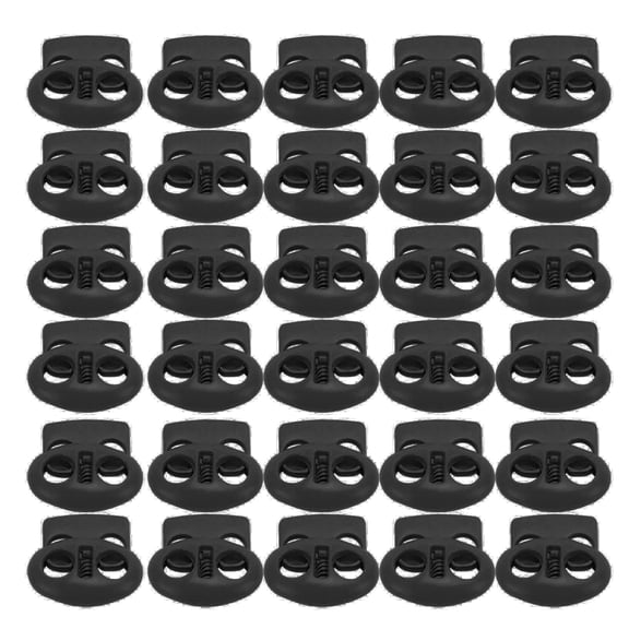BOKYAN 30 PCS Metal Spring Cord Locks End Stop Toggles Rustproof Lightweight Fasteners for Drawstrings Backpacks Shoelaces Lanyards Black