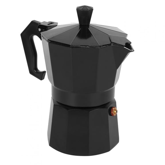 BOKYAN 300ML 6-Cup Aluminum Moka Pot Stovetop Espresso Maker Black, Professional Italian Style Coffee Pot 10.14 fl oz / 300ml for Kitchen Office