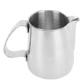 thumbnail image 1 of BOKYAN 304 Stainless Steel Milk Frother & Steamer Pitcher 350ml – Pointed Spout, Ergonomic Handle, Dual‑Use Water & Coffee Cup, 1 of 7