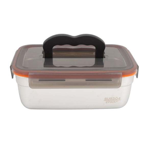 BOKYAN 304 Stainless Steel Sealed Lunch Box 2700 mL – Square Metal Food Container with Handle for Home, Office & Outdoor Use