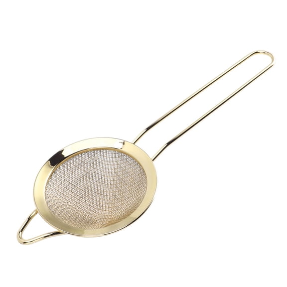 BOKYAN 304 Stainless Steel Skimmer Spoon Fine Mesh Food Filter for Soy Milk, Fruit Juice & Hot Pot Ergonomic Handle, Gold Plating