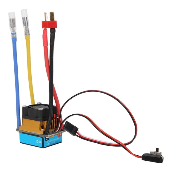 BOKYAN 320A Waterproof Brushed Electronic Speed Controller ESC with Cooling Fan & 5V/3A BEC for 1/10 Scale RC Car and RC Boat Upgrades T-Plug Support 2-3S LiPo