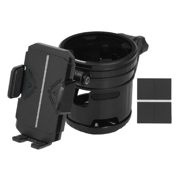 BOKYAN 360° Dual Cup & Phone Stroller Holder – Foldable, Anti‑Slip, ABS, Fits Bikes & Scooters – 3‑L Bottle Capacity
