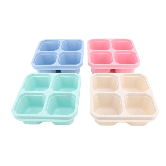 BOKYAN 4 Colors Snack Container Box Stackable Reusable Dustproof 4 Divided Compartment Food Storage Jar For Meal Prep With Lids And Forks (11.02 inches / 28 cm Length)