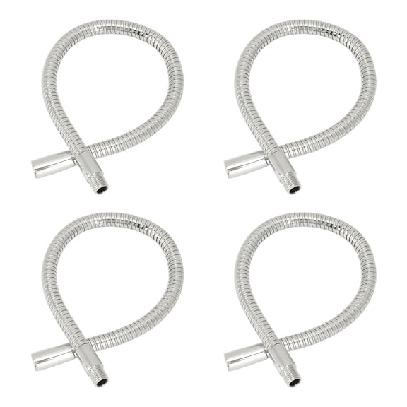 BOKYAN 4 Pcs Flexible LED Gooseneck Lamp Hose Table Light Accessories Metal Pipe 13.8 Inches / 35cm Chrome Finish Outer Inner Thread 10mm