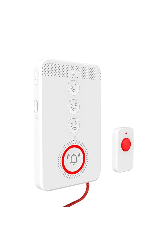 4G Wireless Caregiver Pager System SOS Emergency Alert Button IP65 Waterproof Two-Way Intercom Fall Prevention Alarm for Elderly