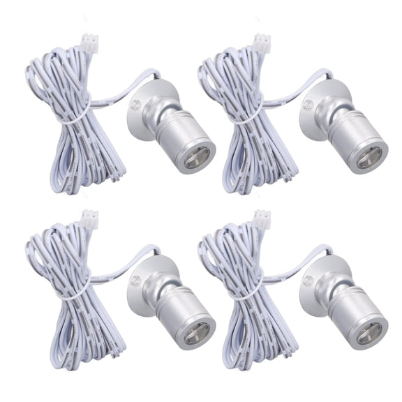 BOKYAN 4pcs LED Display Spot Lights 5V Dimmable USB Mini Spotlight for Jewelry Showcase, Porch, and Entryway, Silver Finish, Warm White Light, 0.8 inches / 20.3 mm Lamp Head Diameter