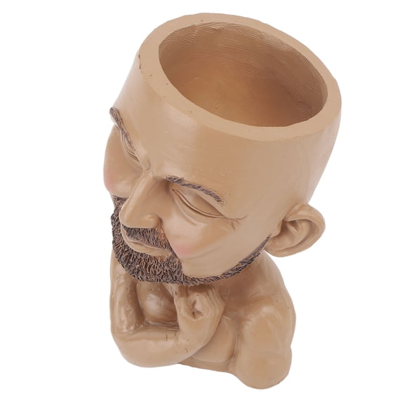 BOKYAN 5.9 Inches / 15 cm Resin Face Planter Pot Artistic Head Shaped Flower Vase with Drainage Hole for Indoor Outdoor Plants Dark Color Novelty Decor