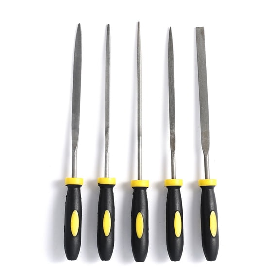 BOKYAN 5 Pcs Guitar Fret Nut Files Set with Storage Bag Non-Slip Rubber Handle Luthier Repair Shaping Smooth Cutting Tools for Ukulele Banjo Acoustic Electric Bass (6.30 inches / 16 cm)