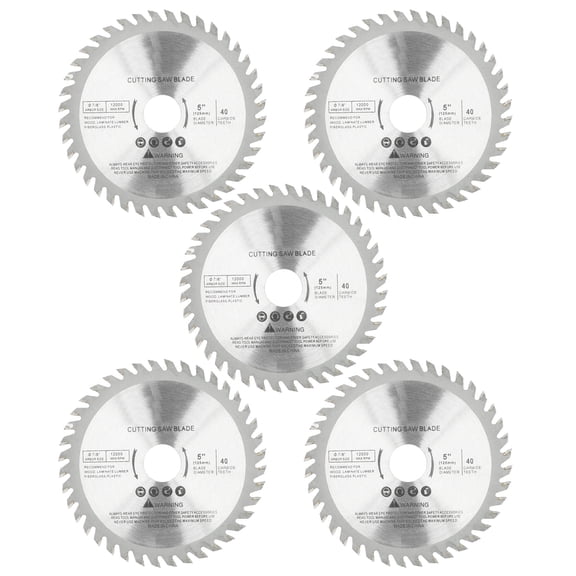 BOKYAN 5-Piece 4.9 Inches / 125 mm Circular Cutter Blades 40T Cemented Carbide Woodworking Disc