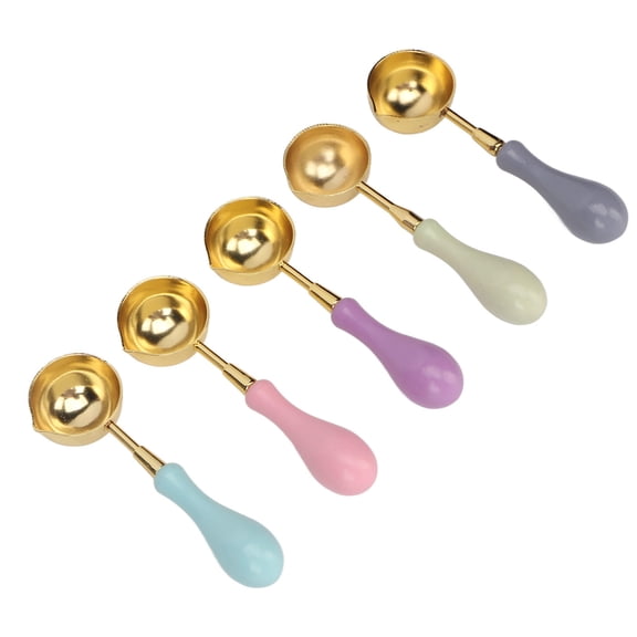 BOKYAN 5Piece Wood & Copper Wax Sealing Spoon Set Modern Elegant, Durable, HeatResistant Ideal for Gift Sealing, Crafts, Packaging, Invitations