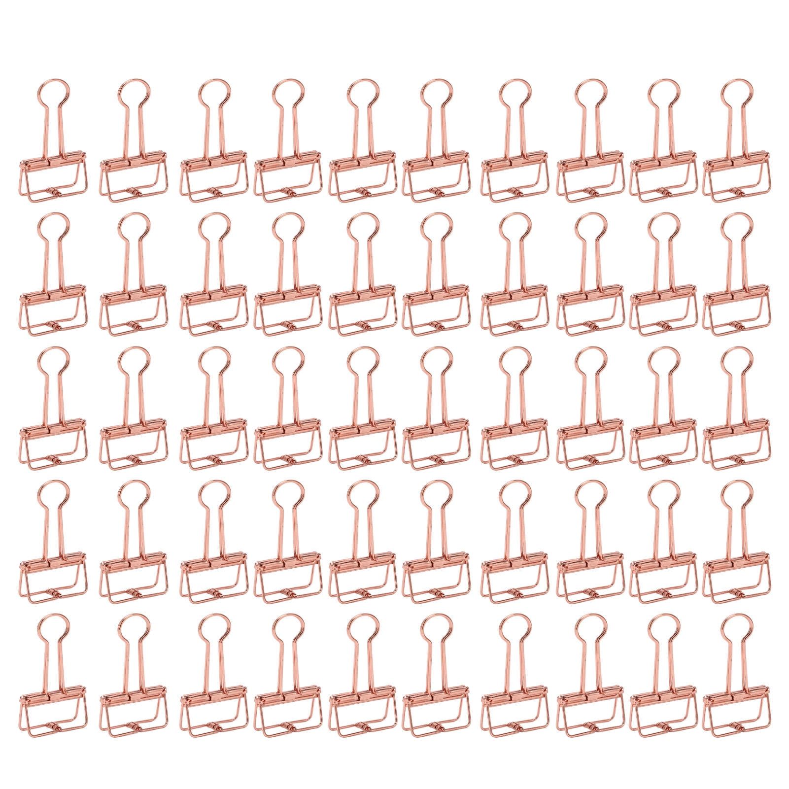 BOKYAN 50‑Pack Hollow Metal Binder Clips – Rose Gold, 32 mm Long‑Tail, Strong Clamping, Ideal for Documents, Reports & Gifts