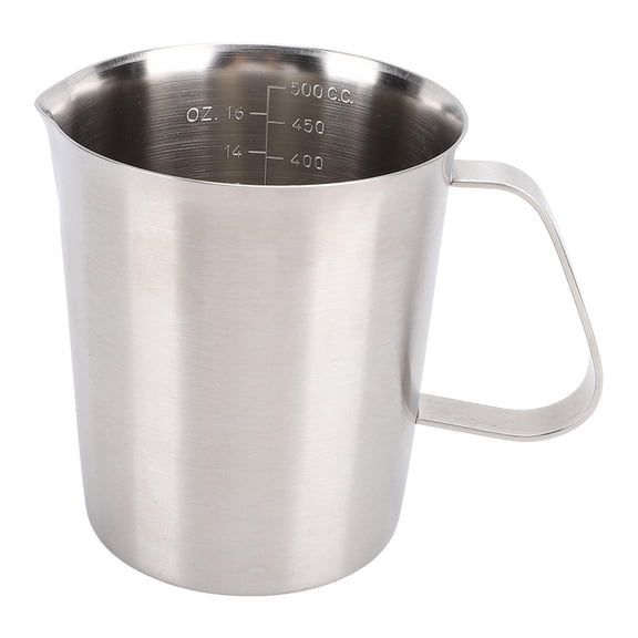 BOKYAN 500ml Stainless Steel Measuring Cup with Clear Scale, Spout Design, Easy‑Clean, Ideal for Coffee & Milk Frothing
