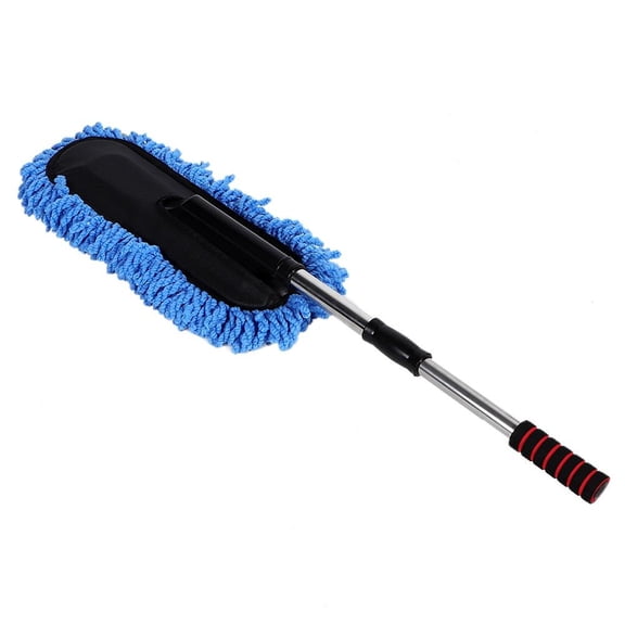 BOKYAN 6.3" Soft Car Cleaning Brush with Retractable Handle, NonToxic, WaterAbsorbent, Portable Window Duster (Blue)