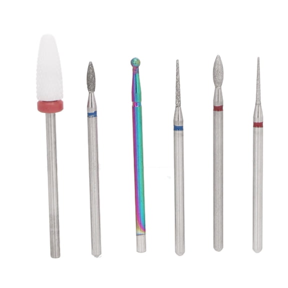 BOKYAN 6-Piece Ceramic & Tungsten Nail Drill Bit Set High-Strength Polishing & Cuticle Remover for Nail Artists & Beginners Lightweight, Rotatable