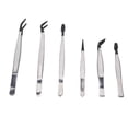 thumbnail image 1 of BOKYAN 6‑Piece Stainless Steel Tweezers Set – Rubber‑Wrapped, Multifunctional False‑Eyelash & Stamp Collection Tool, 1 of 7