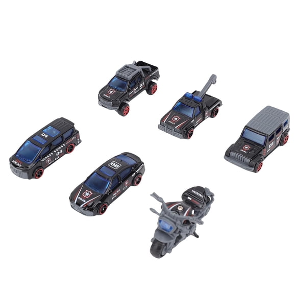 BOKYAN 6 Pieces 1:64 Scale Metal Toy Cars Realistic Alloy Educational Role Playing Toy Vehicles Set for Kids Boys Girls City Police Fire Rescue Team Mini Car Models 12.60 inches / 32.00 cm