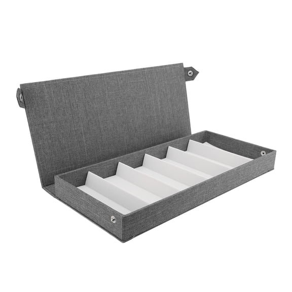 BOKYAN 6 Slots Linen Eyeglass Box Storage Case, Multi Slots Fashion Eyewear Display Organizer for Travel Home Store, Gray Color Premium Craftsmanship Box (14.96 inches / 38 cm)