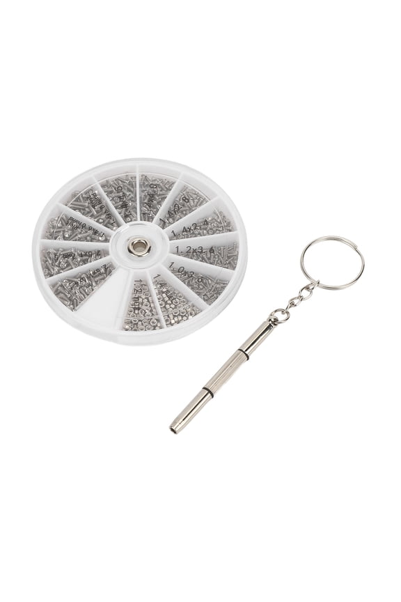 601-Piece Watch and Glasses Repair Tool Kit, Miniature Screw Nut Assortment Set with Screwdriver, Stainless Steel M1 M1.2 M1.4 M1.6 Eyeglass Maintenance Accessories