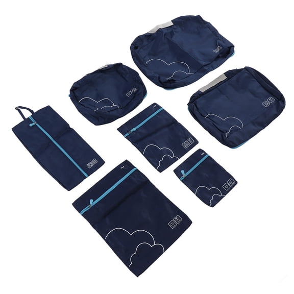 BOKYAN 7 Pcs Luggage Packing Bags Polyester Waterproof Luggage Packing Cubes for Business Trip Travel Navy Blue (14.17 x 11.81 inches / 36 x 30 cm)