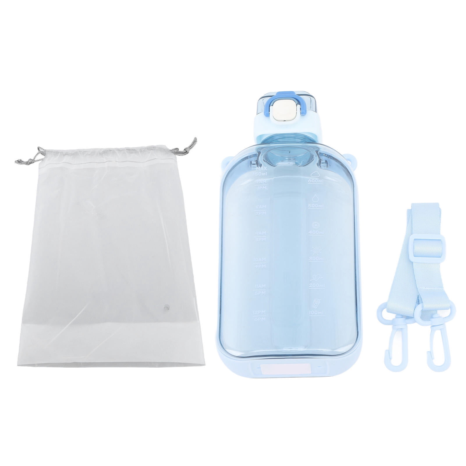 BOKYAN 750 ml Flat Water Bottle – BPA‑Free PC, Leak‑Proof, Slim & Portable with Carrying Strap, Clear Design, Ideal for Travel, Gym & Camping