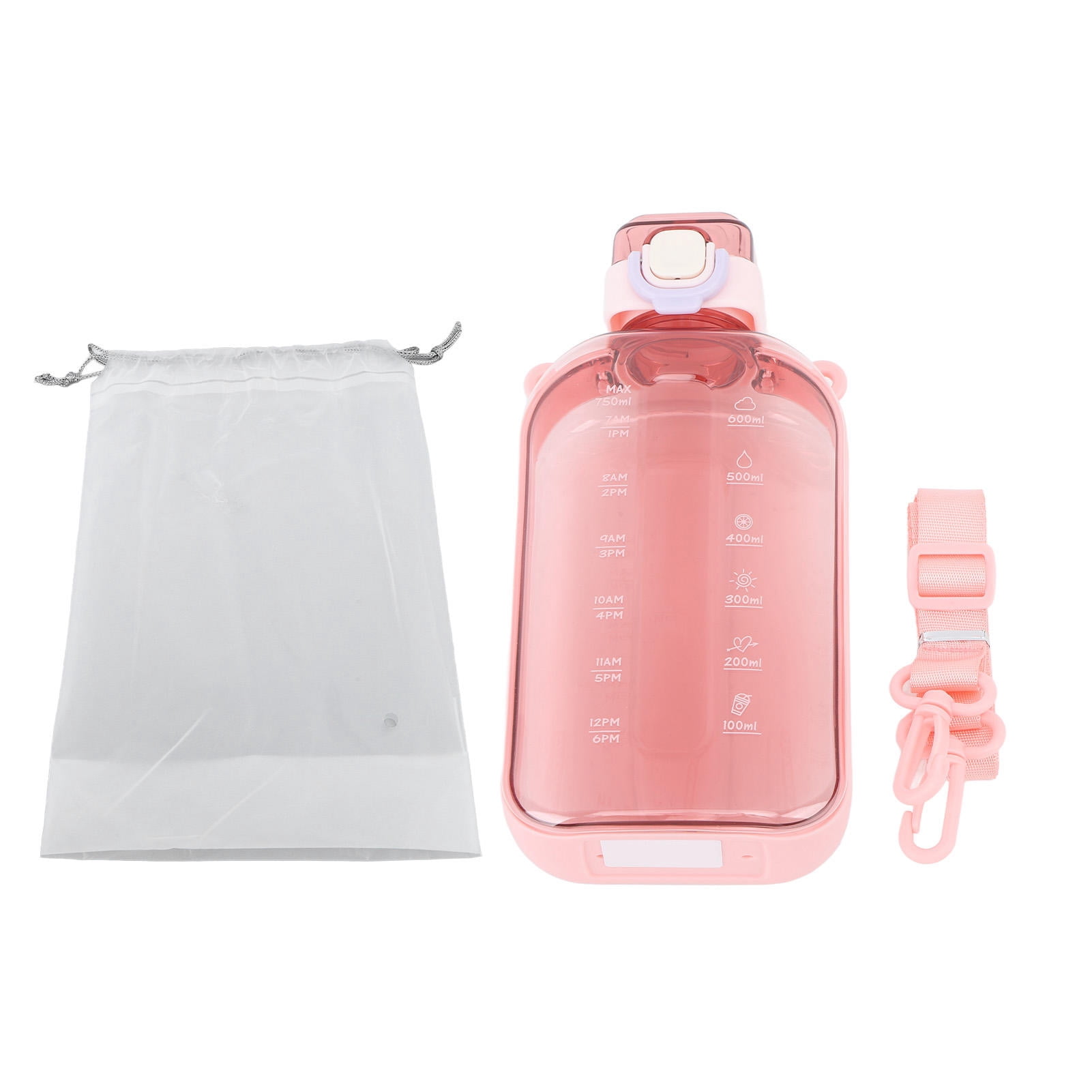 BOKYAN 750 ml Flat Water Bottle – Slim, Leak‑Proof, BPA‑Free PC, Clear Design with Carrying Strap & Built‑In Scale – Ideal for Travel, Gym & Camping