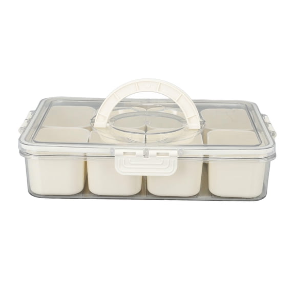 BOKYAN 8Compartment Airtight Plastic Spice & Snack Tray with Lid, Handle, FoodGrade PET, Ideal for Home, Picnic & Party