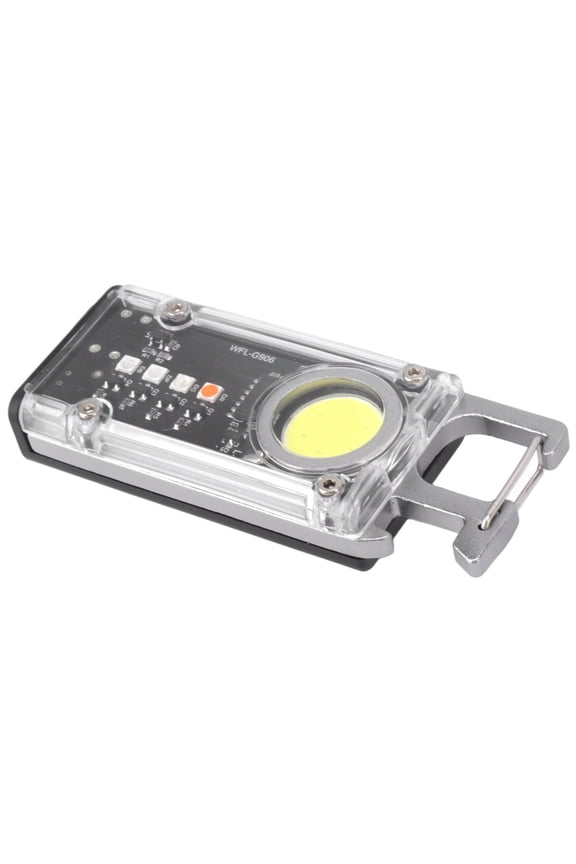 800LM COB Keychain Work Light Rechargeable Mini LED Flashlight Outdoor Bottle Opener Signal Light Silver
