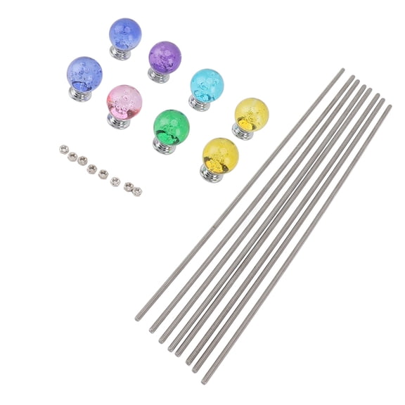 BOKYAN 8PCS DIY Garden Beaded Stakes Stainless Steel Fairy Wands with Crystal Stopper Top for Outdoor Patio Yard Decoration, 11.81 inches / 30 cm